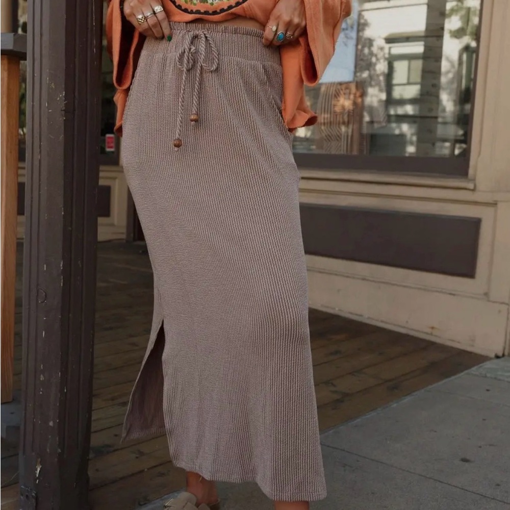Three Bird Nest Taupe Maxi Skirt